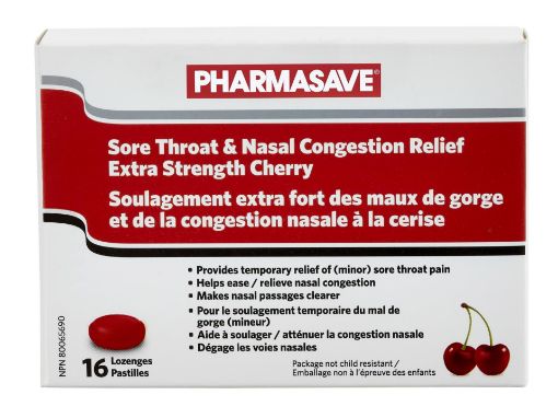 Picture of PHARMASAVE SORE THROAT LOZENGES - EXTRA STRENGTH - CHERRY 16S